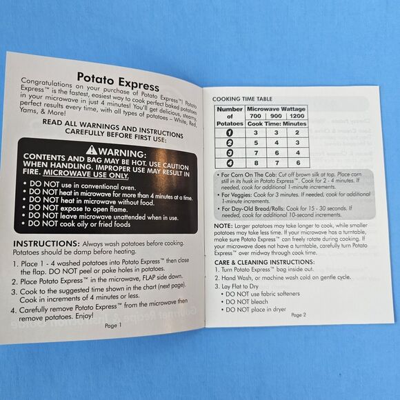 2 - As Seen On TV Potato Express Microwave Potato Cooker Bags NEW Gadget Cooking - Picture 16 of 16